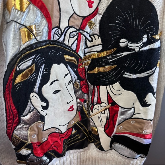 Vintage Bonnie Boerer & Company Geisha Girls Knit Sweater Sz M - Picture 6 of 12